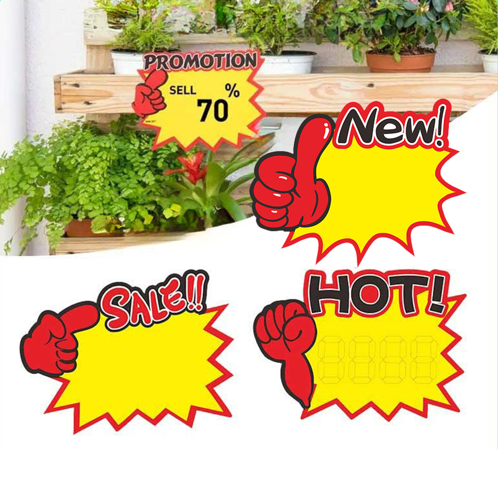 

10/30/50 pcs harga pop card NEW/HOT/SALE kertas harga promo Price Tag Cepat kering Cocok untuk toko supermarket