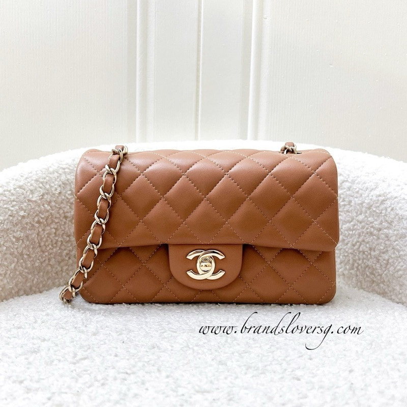 (Reserved for Ms S) Chanel Classic Mini Rectangle Flap in 21P Caramel Lambskin and GHW