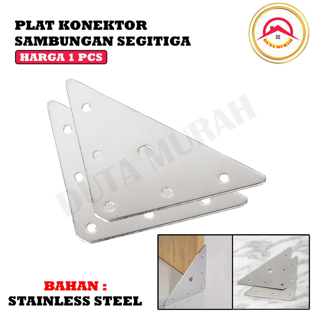 Plat Penyangga Siku Konektor Segitiga Rak Kursi Meja Corner Plat Stainless Tebal