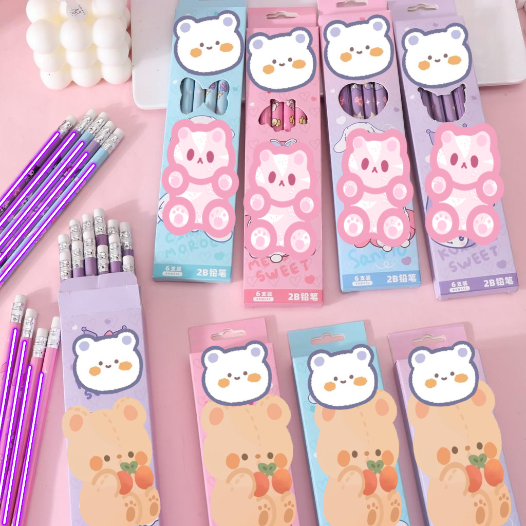 

SET PENSIL ISI 6 PCS MOTIF KAWAII DENGAN PENGHAPUS KECIL DIBAGIAN UJUNGNYA / PENSIL HB