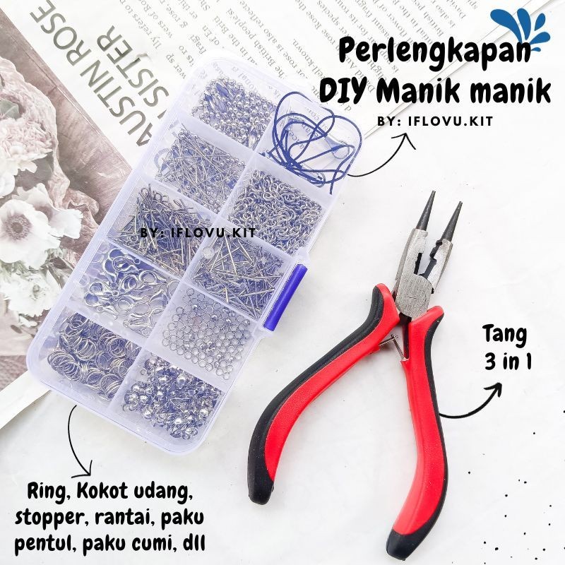 DIY Manik Manik Set Meronce Gelang Kalung + Tang Aksesoris 3 in 1 Multifungsi | Kodokan Ring Stopper