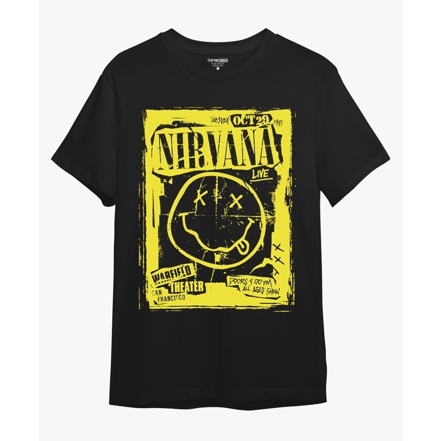 【Promo &  COD】Kaos nirvana smile black band nirvana original kaos  Atasan Kasual Unisex  Lengan Pend
