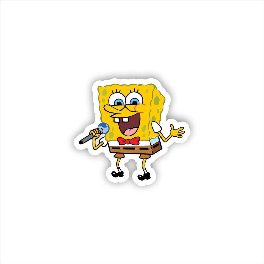 Stiker Sticker Distro Brand Case Phone  Spongebob Logo Bran d Skate Surf Band Aesthetic Grosir Murah