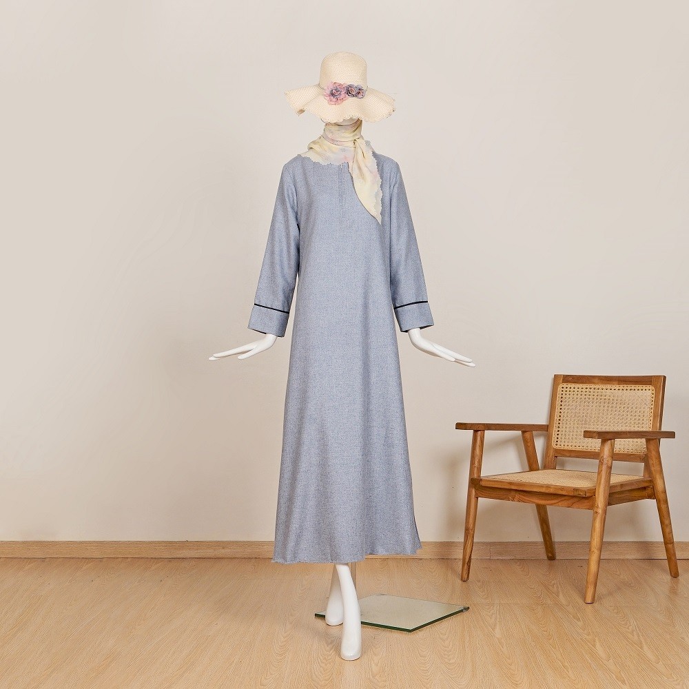 Le Khari Vilo Gamis Putih Umroh Polos Katun Madinah Gamis Busui Size S - XL