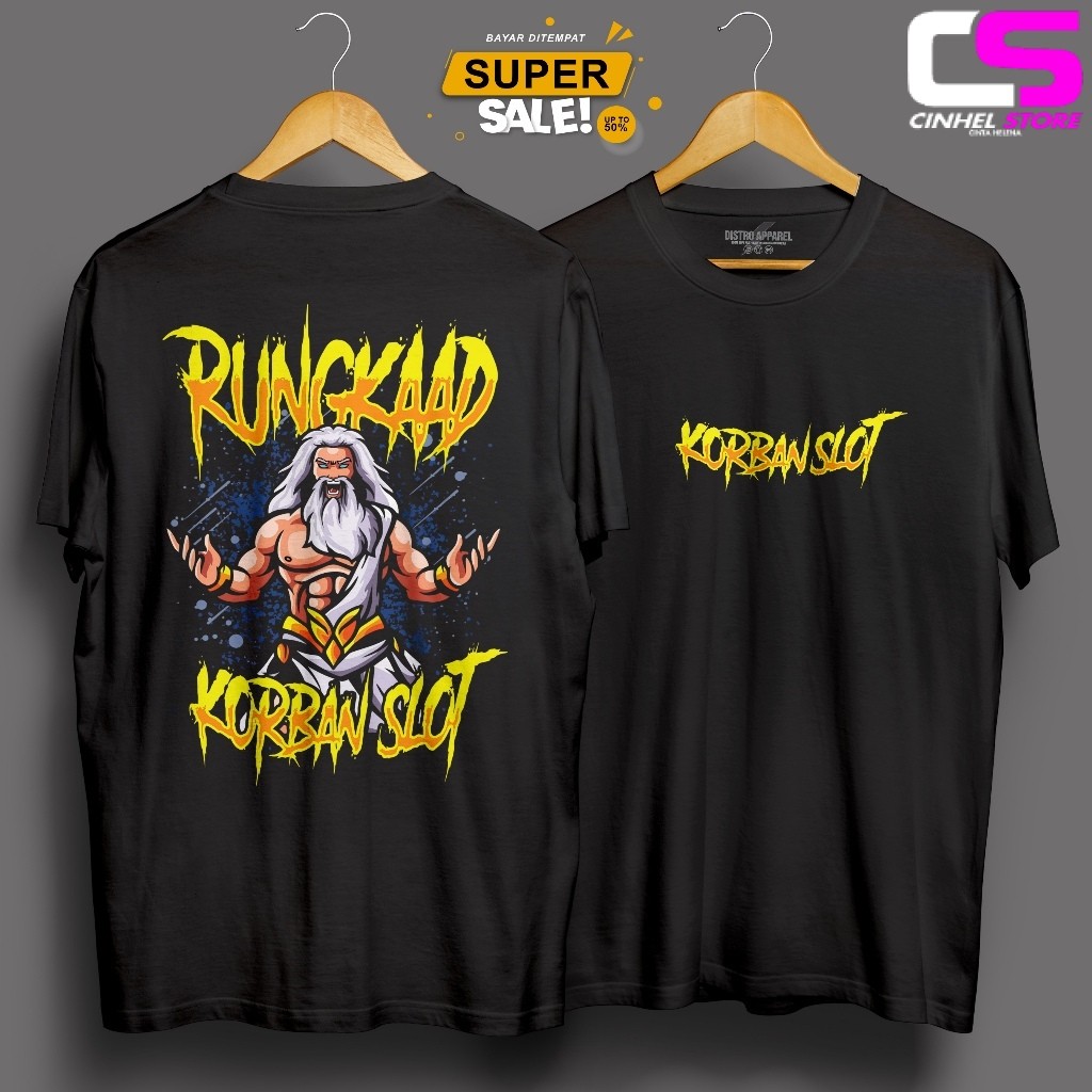 Kaos KORBAN SLOT RUNGKAD - Baju Kata Kata - Kaos Zeus Slot - T-Shirt Viral Combed 24s Pria Unisex Le