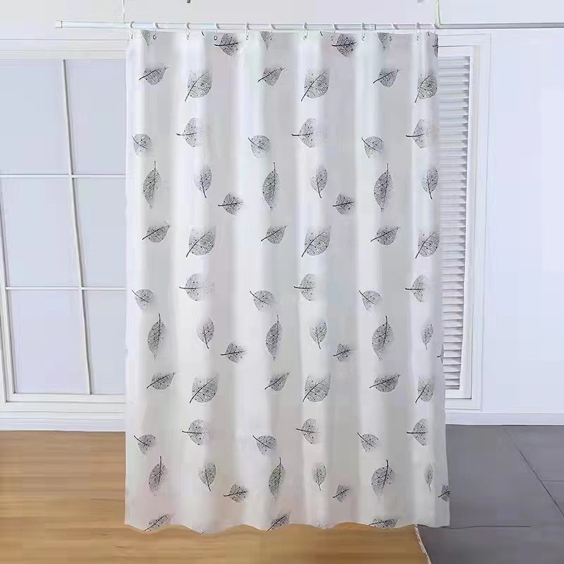 Tirai Gorden Kamar Mandi Anti Air Peva 183cm x 200cm Motif I ( Daun abu' )