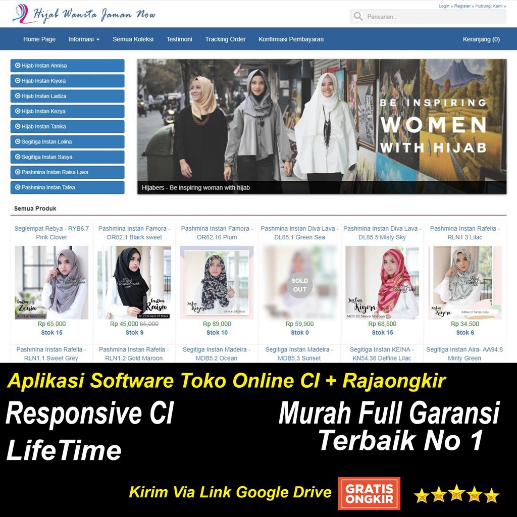 Aplikasi Software Toko Online CI + Rajaongkir