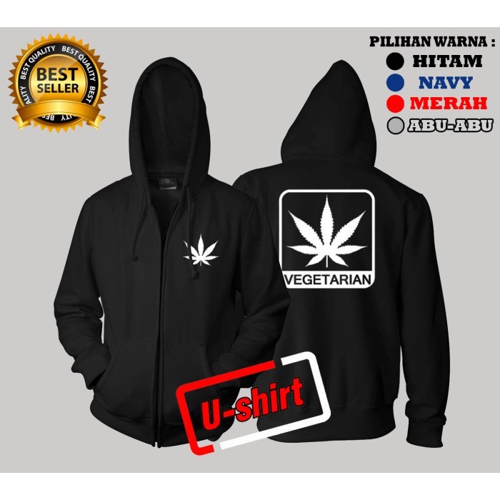 NEW!!! JAKET SWEATER HOODIE ZIPPER RASTA 420 VEGETARIAN Pria Wanita USN