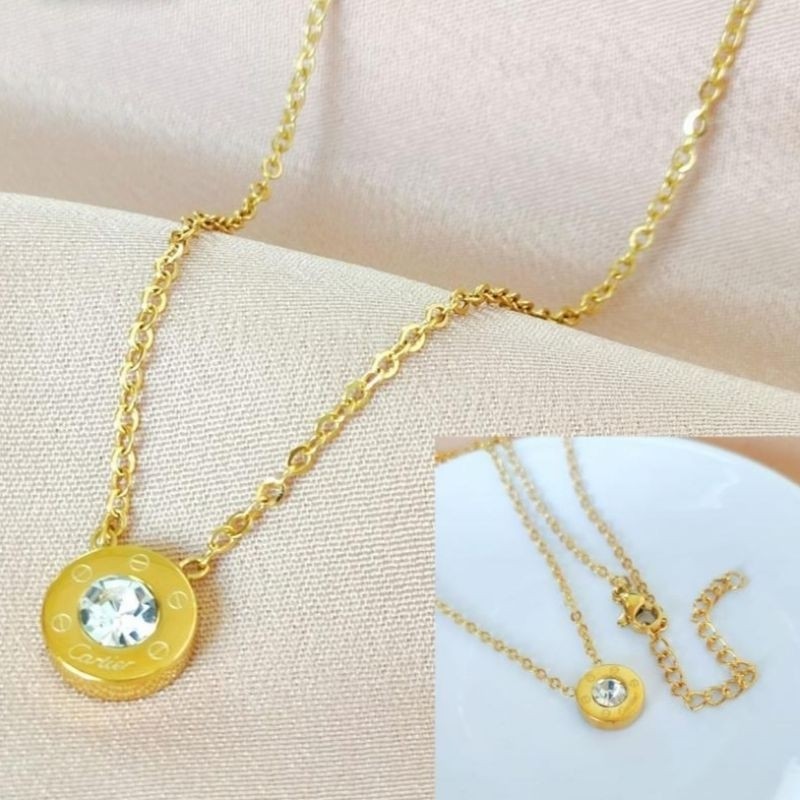 4s Grosir Solo || KALUNG WANITA TITANIUM LIONTIN PERMATA ROMAWI