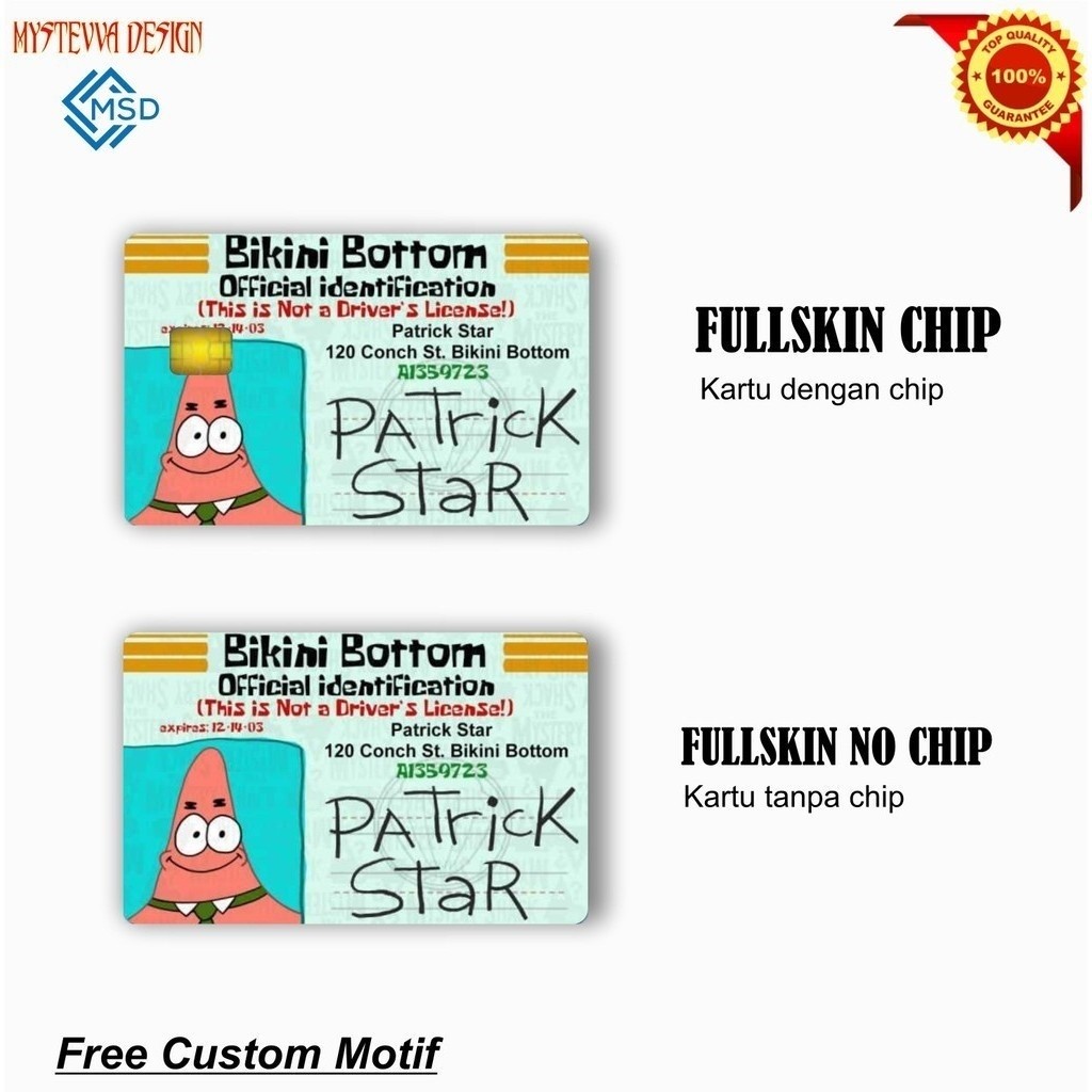 Skin Card BIKINI BOTTOM BISA custom - ATM Debit Credit Emoney Flazz Stiker - NO CHIP DAN ADA CHIP