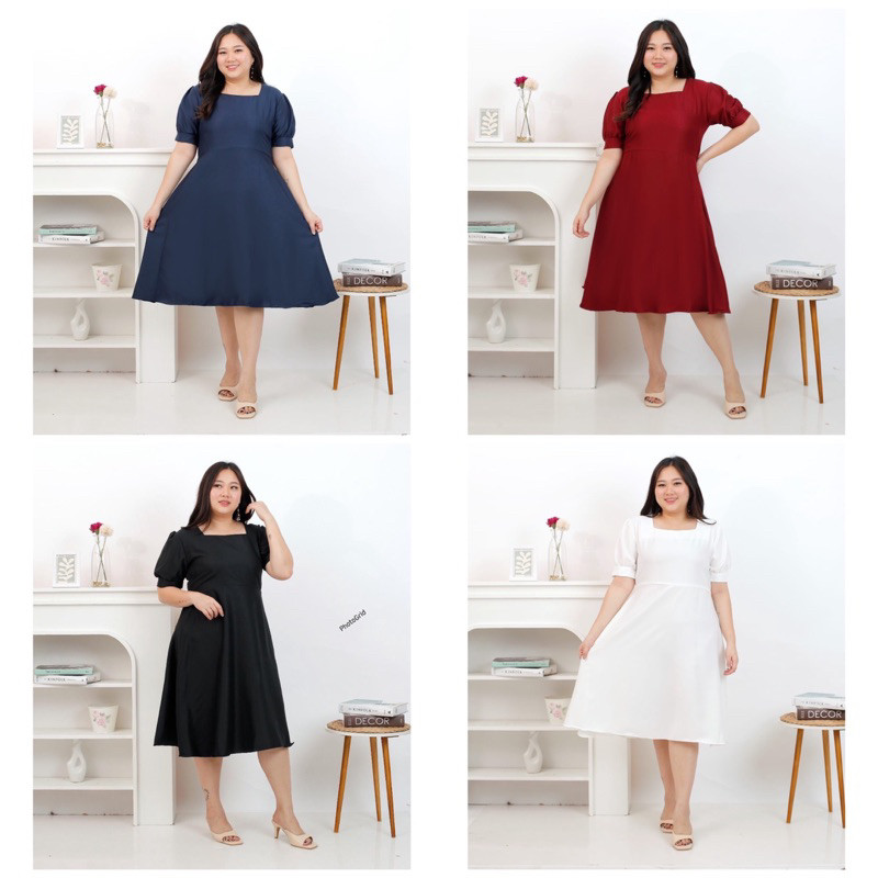 DRESS LAURA REDE MARONN DLL LD 100-125 DIJAMIN REALPICTURE~READY DRESS SIZE XXL JUMBO Ld 100-120 INS