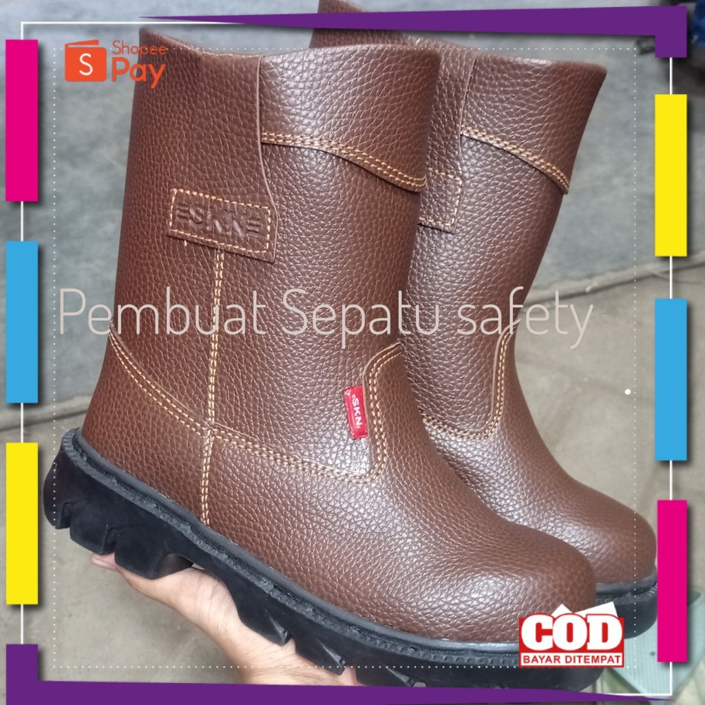 [PREMIUM ORIGINAL] Sepatu Safety Septi Boot Ujung Besi Termurah King Skn Kulit Buatan Pabrik Proyek 