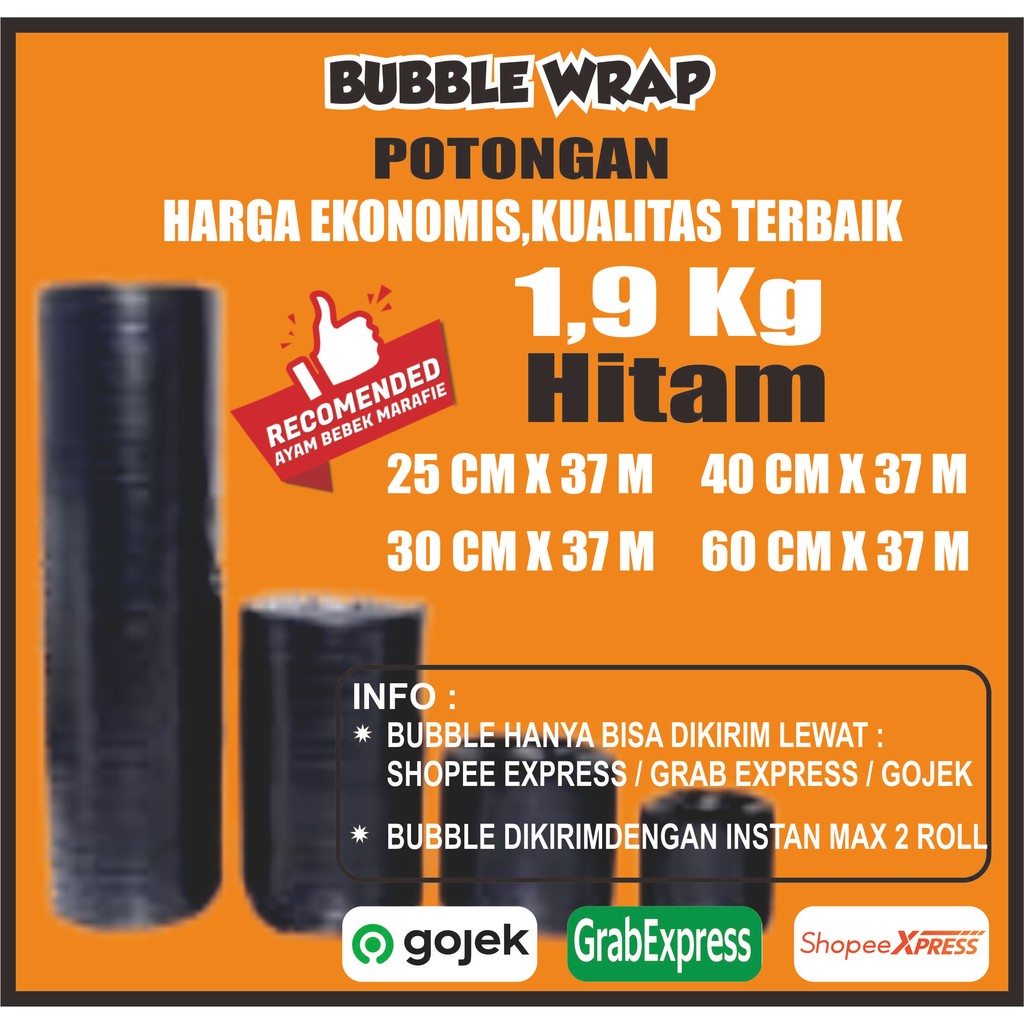 

Bubble Wrap Warna Hitam Eceran Potongan Berat 1.9kg Panjang 37 meterTERMURAH