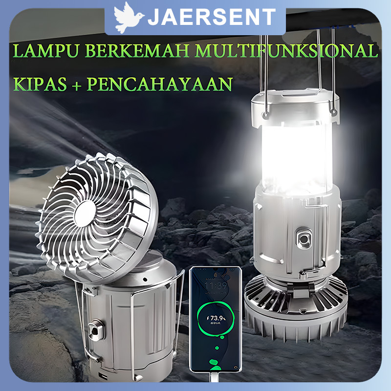 Lampu Emergency Camping Led Kipas Lampu Solar 2 In 1 Lampu Portable Lantern Telescopic Torch Lampu