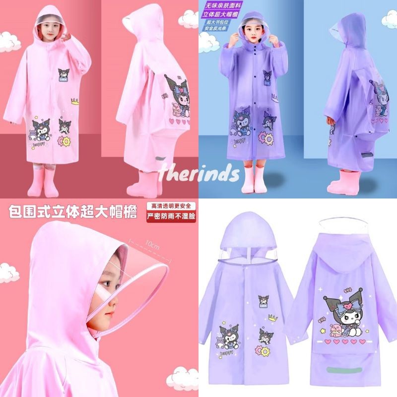 Jas Hujan Anak Kuromi | Jas Hujan Ransel | Jas Hujan Ponco Anak Karakter | Mantel Jas Hujan Anak