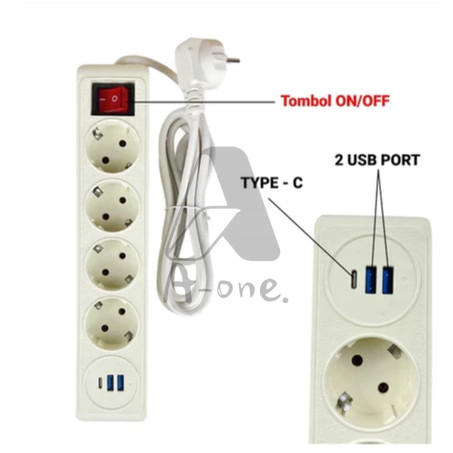 Stop Kontak USB Kabel Saklar On Off / Stop Kontak USB Kabel 4 LUbang & 3M/5M/10M / Stop Kontak USB