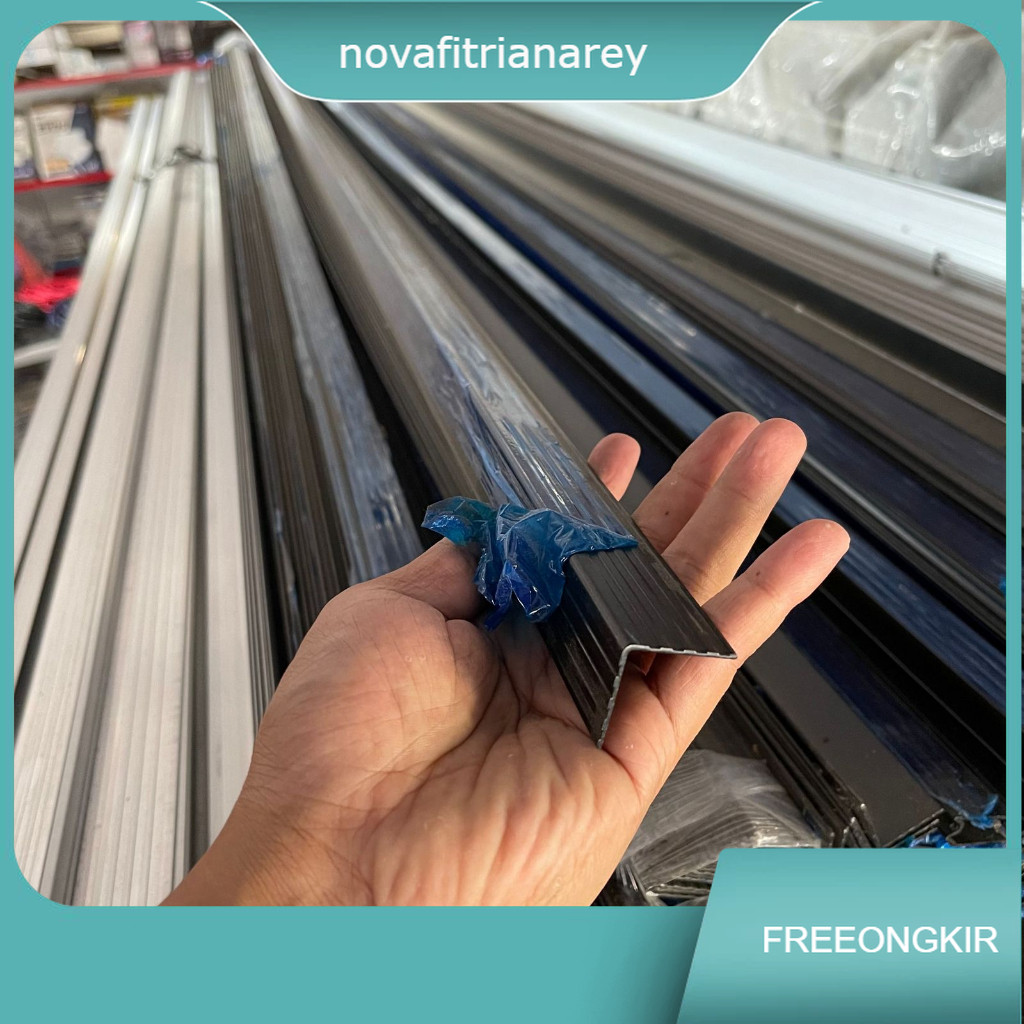 siku alumunium lis L hardcase alumunium WARNA HITAM panjang 3meter import wajib potong