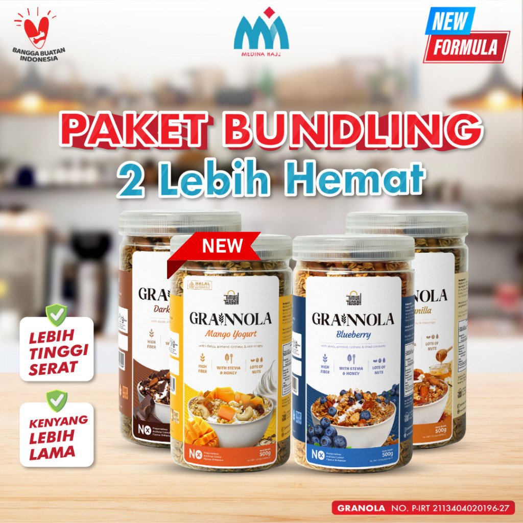 

[2 Lebih Hemat] Paket Hemat Granola Timur Tengah Sereal Makanan Sehat Premium Quality