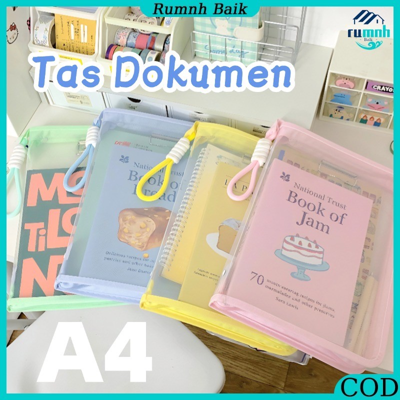 

A4 Tas Dokumen Genggam Warna/ Ritsleting Transparan/ Tas Penyimpanan Kerja Data
