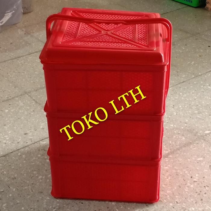 MUMPUNG PROMORANTANG KUE MAKANAN BUAH SEGI PLASTIK SUSUN 3 TENONG KERANJANG 3 SUSUNTERLARIS