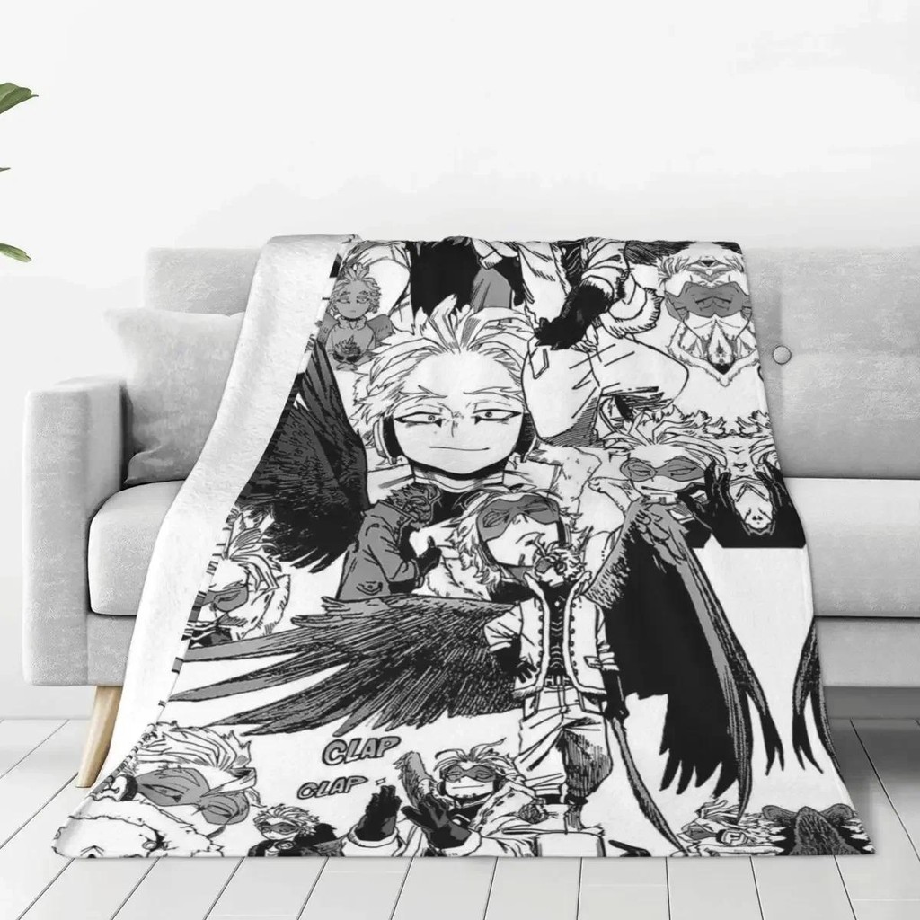 Boku No My Hero Academia Manga Coral Fleece Plush Throw Blanket Hawks Collage Anime Blanket for Bedd