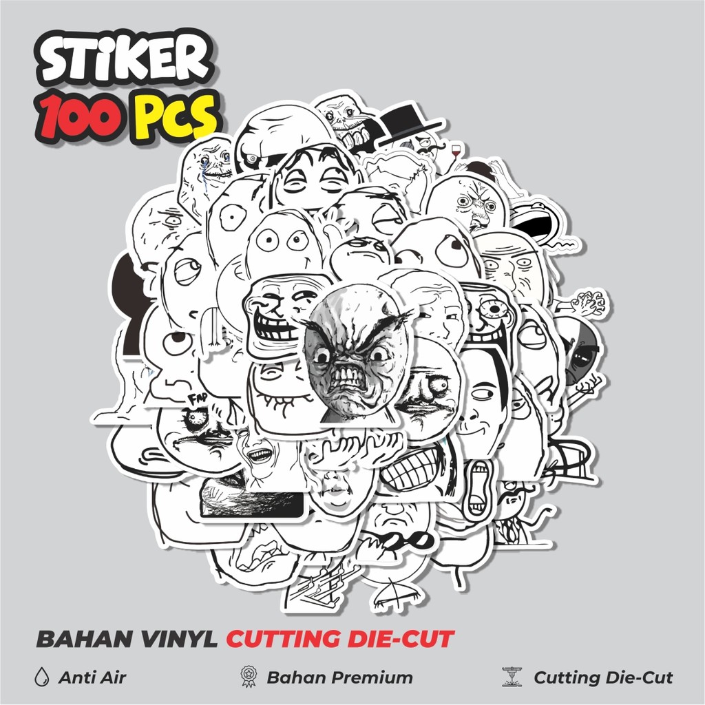 

Terbaru! 50 pcs Stiker Meme Black And White Versi 3 Dekorasi Lucu Kreatif untuk Notebook, Skateboard, HP