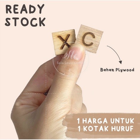 INITIAL ABJAD A-Z 3X3CM MDF CHIPBOARD MAHAR BOX CINCIN SCRABBOOK INISIAL ABJAD KAYU 3X3CM huruf abja