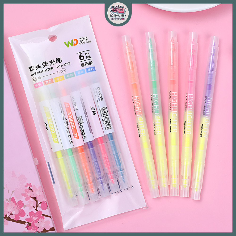 

RO Stabilo Panjang 2 Sisi Warna Warni ISI 6 PCS Highlighter Sides