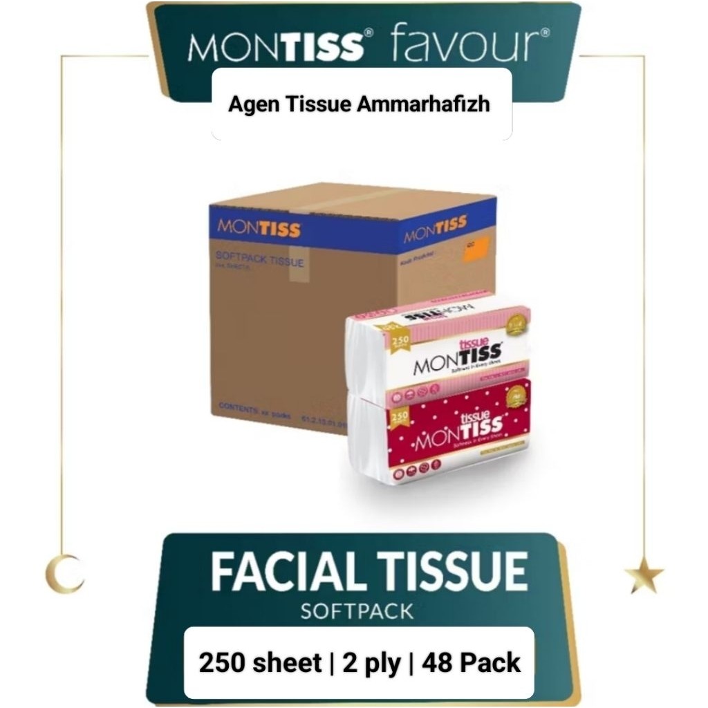 Tisu Montiss 250sheet (1 Karton - 48 Pcs)
