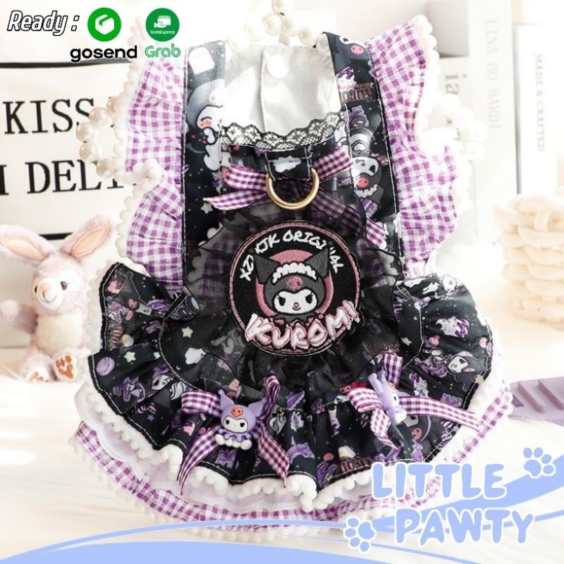 Littlepawty - Kuromi Dress | Baju Anjing Kucing Gaun Princess Lolita Anabul Betina Rok Tutu Harness 