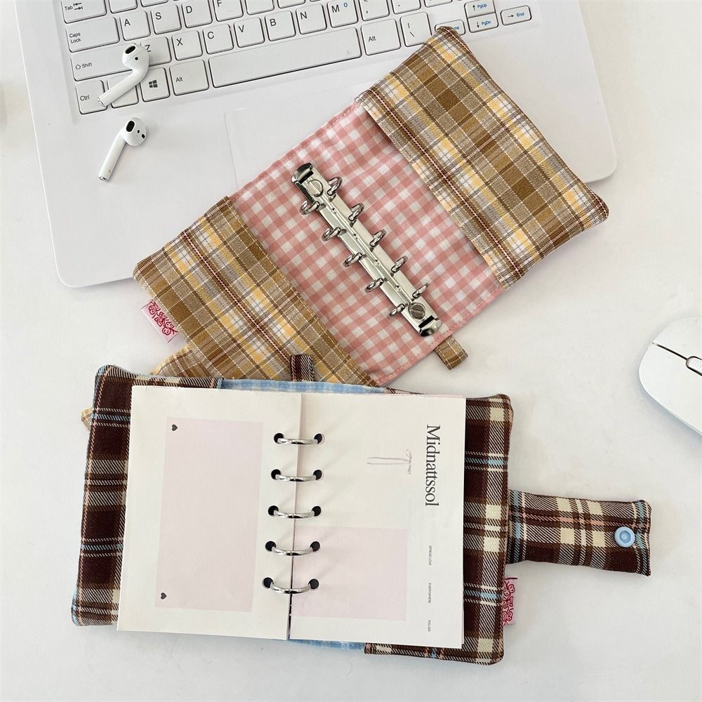 

Multipurpose Heart Embroidery Notebook Detachable Diary Fabric Plaid Diary Book Aesthetic Stain Resistant Diary Protective Cover