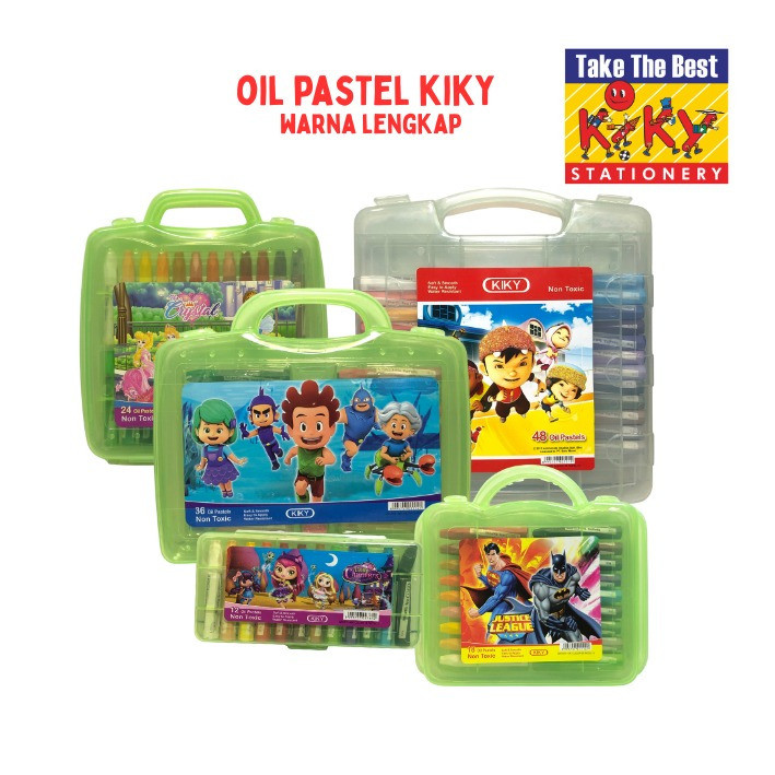 

KIKY Oil Pastel Crayon Krayon 12 / 18 / 24 / 36 / 48 Warna Non Toxic Plastic Case SHSNP