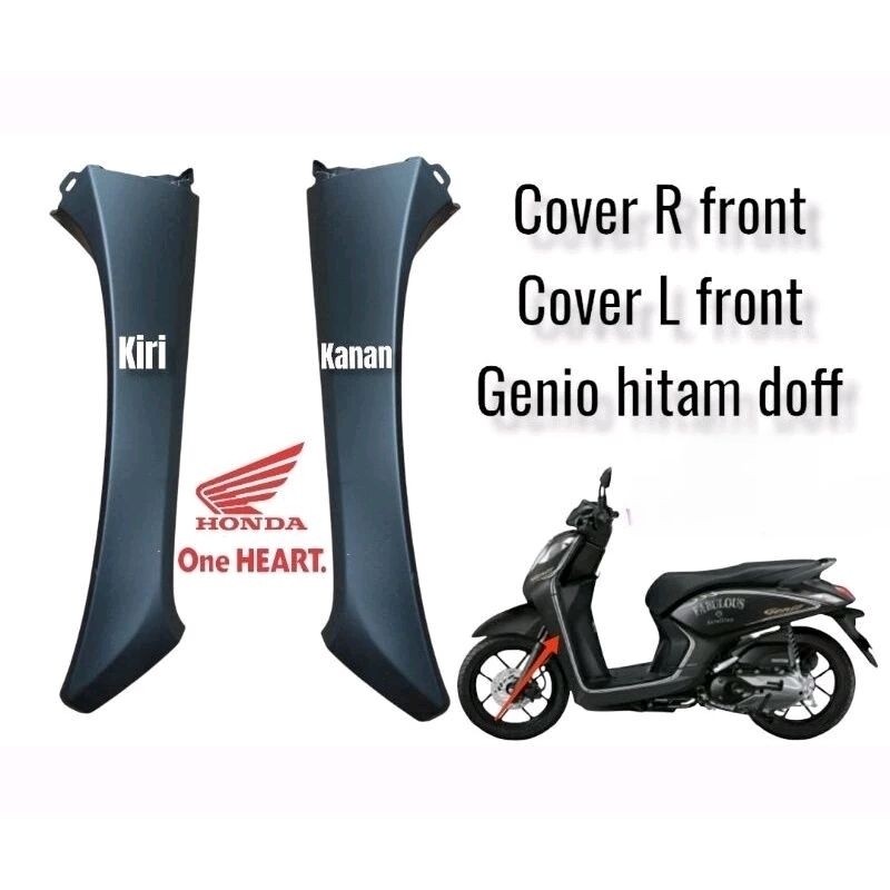 Cover R L sayap samping tebeng body depan honda Genio K0J Hitam glossy Hitam doff kanan atau kiri no