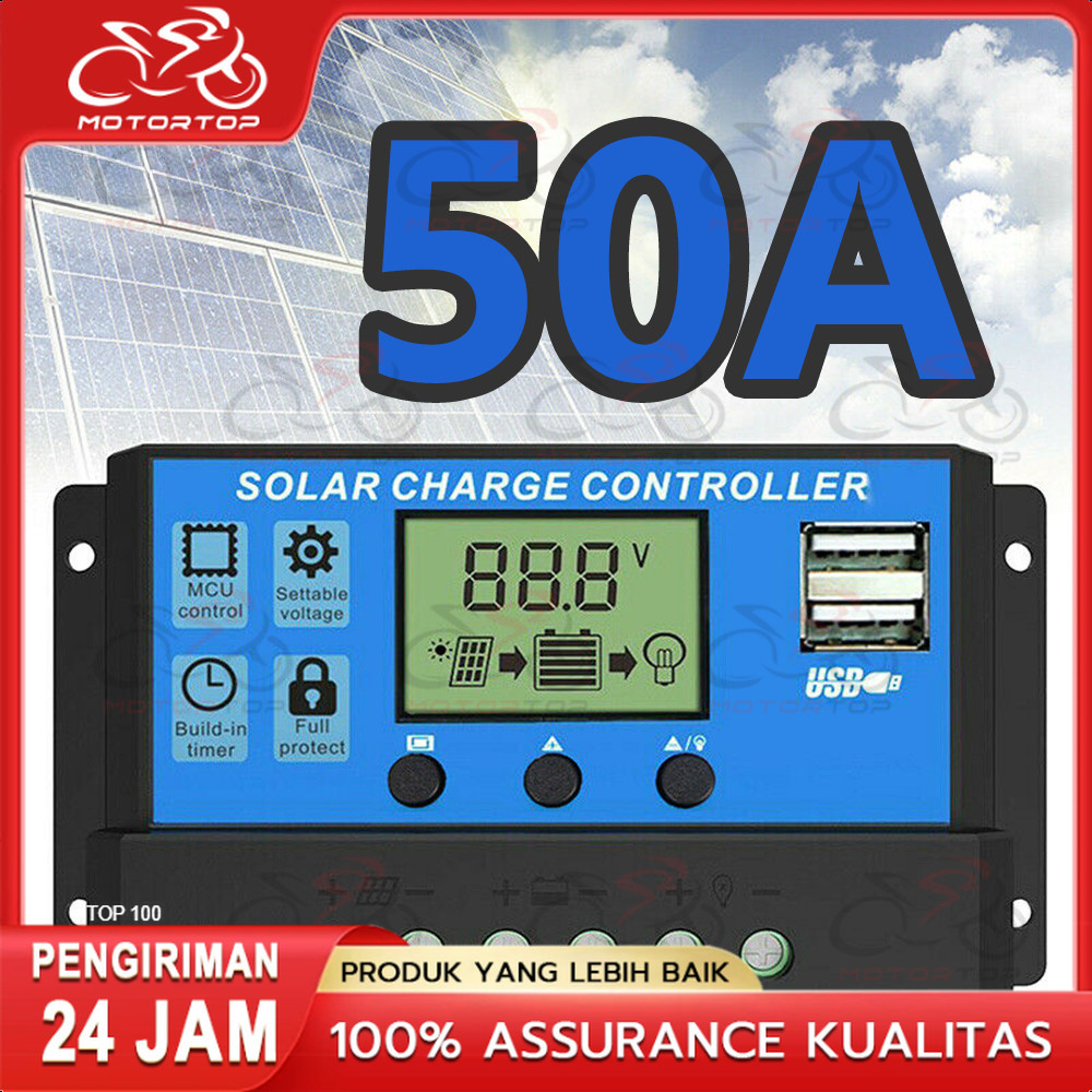 【NEW///】Solar Charge Controller LCD LED Display Solar PWM 12V/24V 50A 60A USB Panel Surya Charge Cel