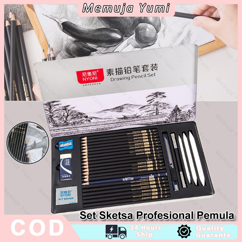 

29 Pcs Set Sketsa Gambar Sketsa Gambar Lengkap Set Pensil Gambar Kotak Besi Pensil Gambar / Set Sketsa / Set Sketsa Profesional Pemula