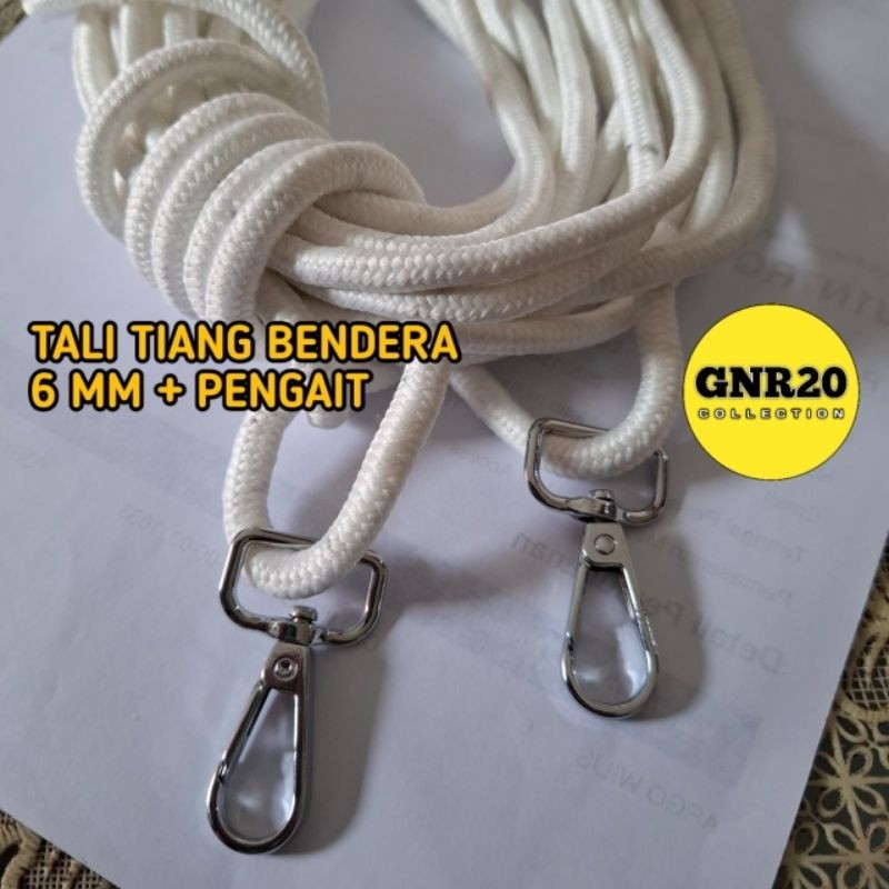 

Tali tiang bendera 6mm METERAN Tali tiang bendera 6mm halus kuat GRATIS PENGAIT besi tali bendera upacara tali bendera