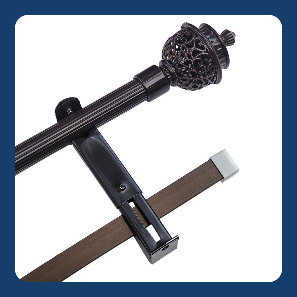 Batang Besi Tiang Gorden 3m 4m Double Full set Lengkap Rell Vitrase Ukuran 3 Meter 4 Meter