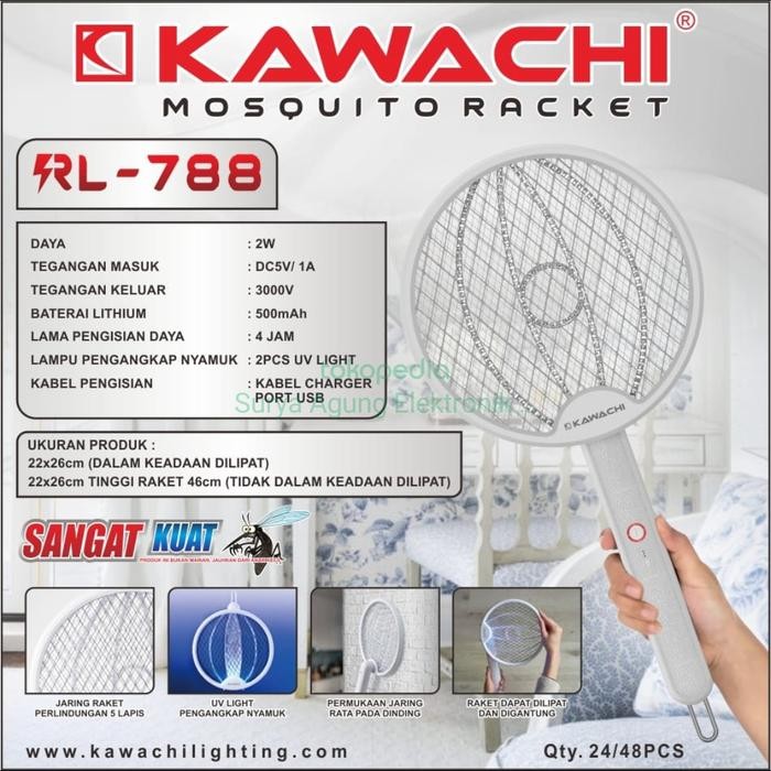 raket nyamuk 788 kawachi