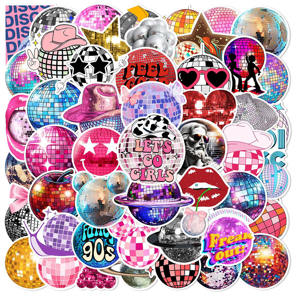 

10/30/50pcs Cool Fancy Disco Ball Stickers Decals DIY Decoration PVC Waterproof Skateboard Phone Fridge Helmet Car Graffiti Toys