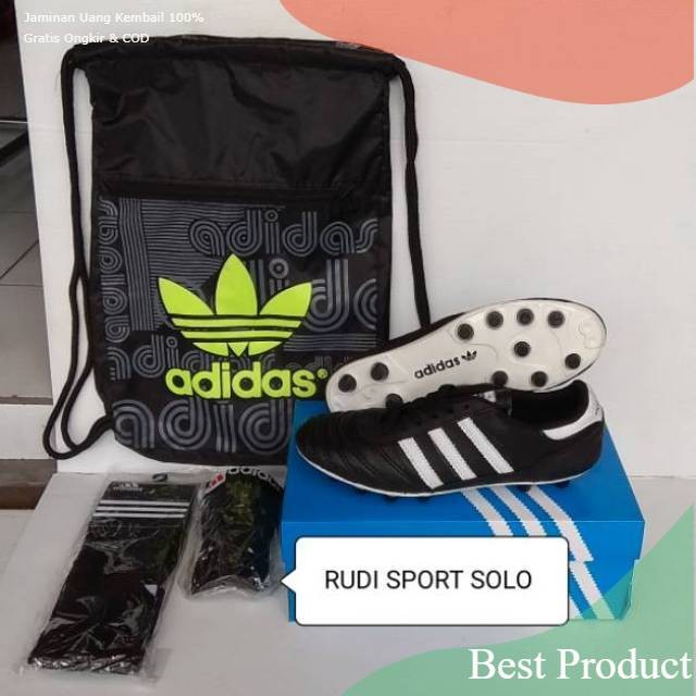 Paket Sepatu Bola Kulit Asli ( bonus tas gymasack + kaos kaki + deker )/Messi Cr7 ronaldo
