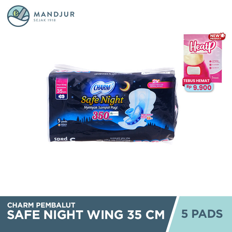 Charm Pembalut Safe Night 35 cm Wing 5 Pads - Pembalut Malam 35 cm