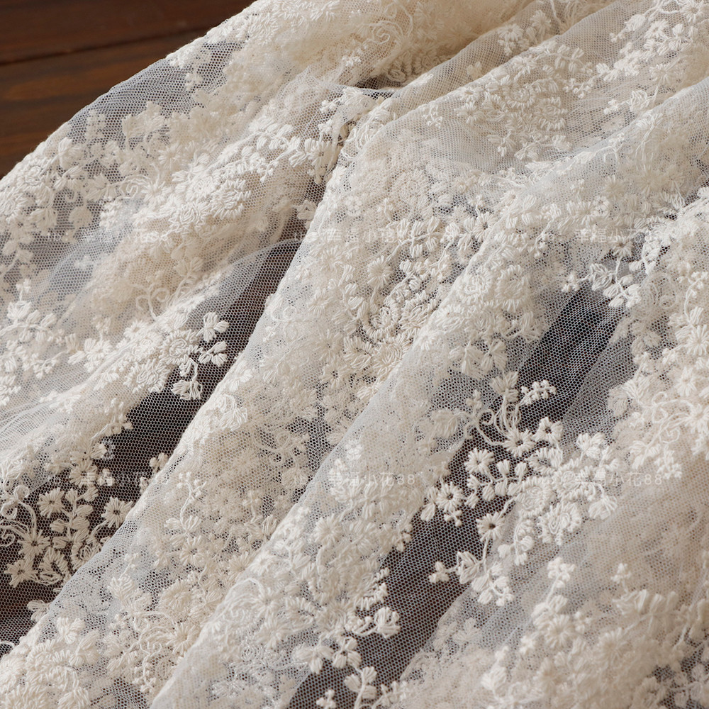 1yard/lot Pure cotton small floral embroidery water soluble lace fabric/mesh/wedding/photography bac