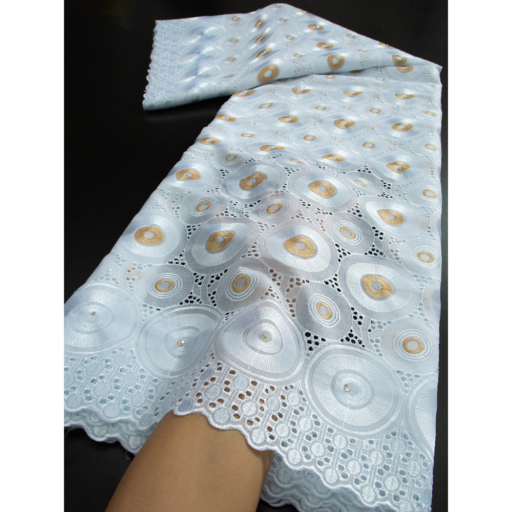 

Cotton African Fabrics Lace Nigerian Swiss Lace Fabric in Switzerland Dresses For Women Wedding Party High Quality,2.5Yards 3224