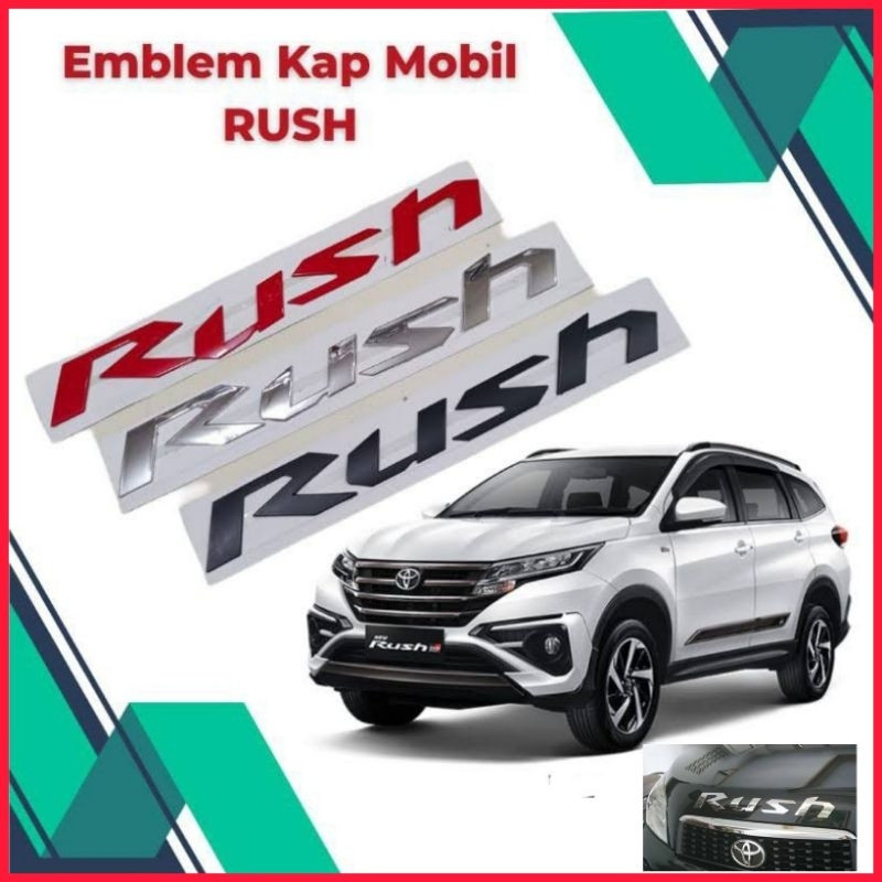 Emblem Kap Mesin mobil Tulisan Rush jumboEMBLEM KAP MESIN RUSH