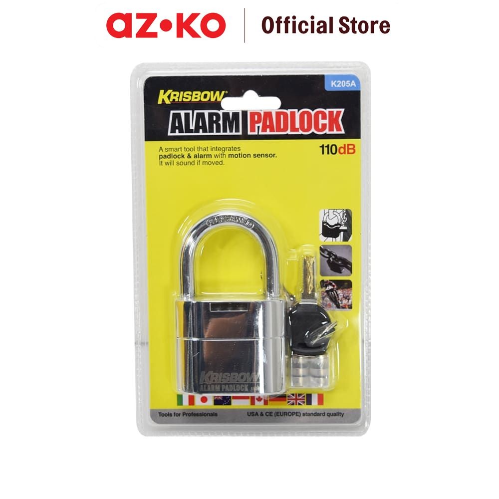 AZKO Krisbow Gembok Alarm K205a - Silver Padlock Alarm Pengunci Serbaguna Perlengkapan Keamanan Kunc