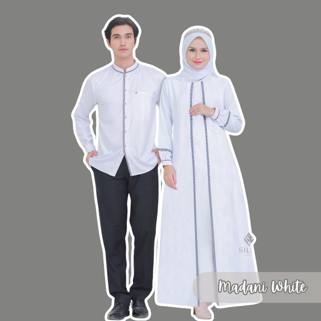 Baju Couple Pasangan Keluarga Mewah Lebaran 2025 Remaja Silmi Madani Family Putih