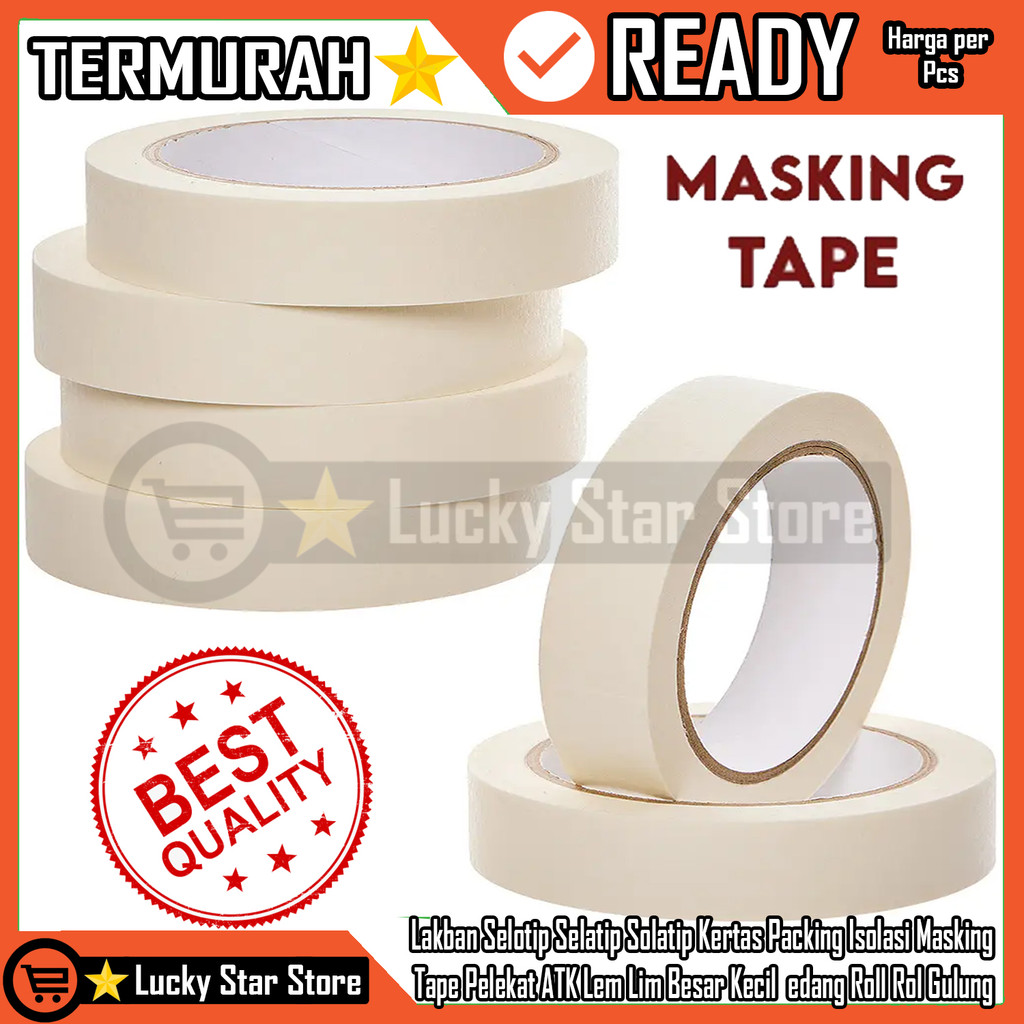 

Isolasi Masking Tape Rolltape Selotipe Tempel ATK Lem Lim Besar Kecil FRZ Sedang Roll Rol Gulung Lakban Selotip Selatip Solatip Kertas Ducttape Perekat Plekat Rekat Lengket Packing Plester Solatape Double Solasi Selotip Robek Krep Selasiban Solasiban
