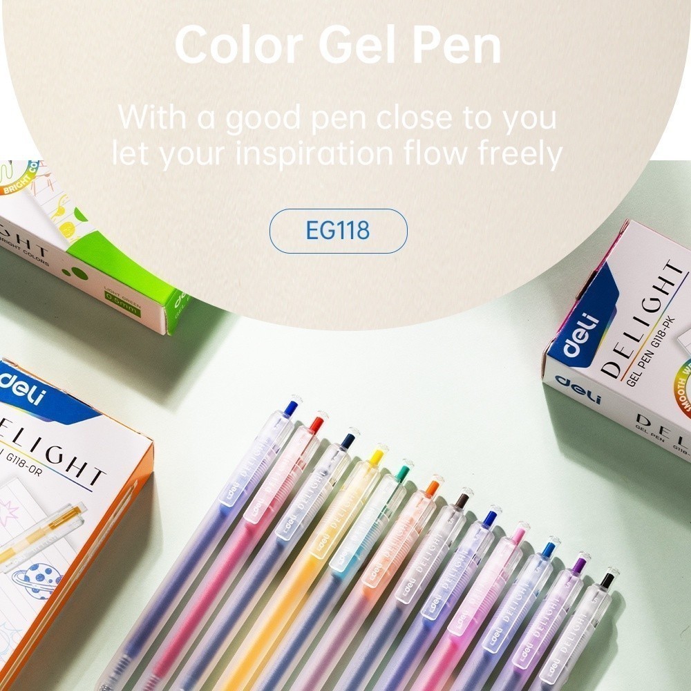 

ELBER DELI034 Deli Gel Pen / Pulpen Gel 0.5 mm Berbagai Macam Warna EG118 Y1674