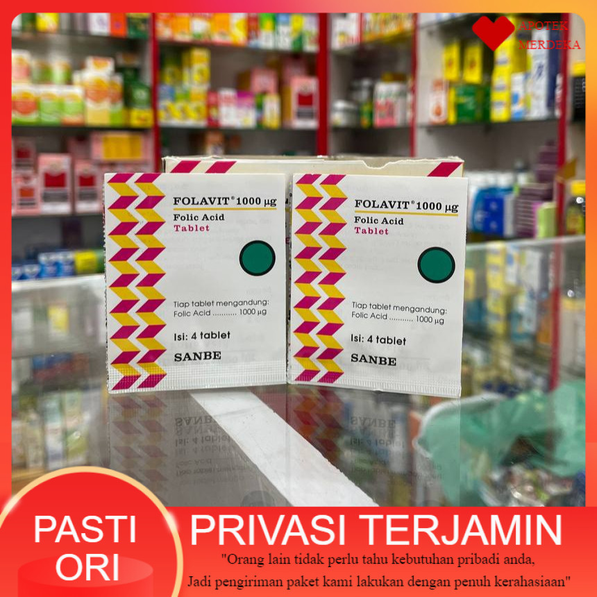 FOLAVIT 1000mg 1 Strip 4 Tablet - Vitamin Ibu Hamil - Vitamin Ibu Menyusui - Promil - Penderita Anem