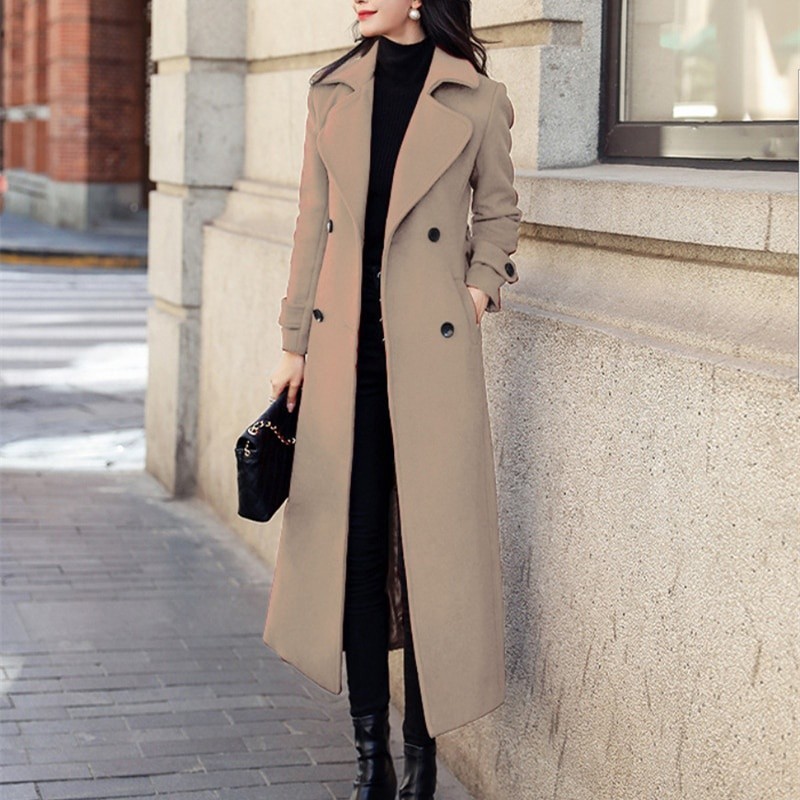Long coat tebal wanita-Jaket panjang Mantel musim dingin wanita stylish korea
